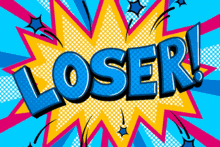 a comic book explosion with the word loser written in blue