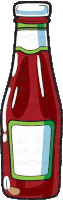 a cartoon drawing of a bottle of ketchup on a white background