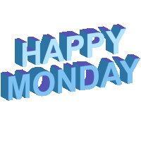 a blue and purple happy monday sign on a white background