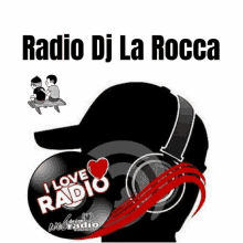 a poster for radio dj la rocca shows a man wearing a hat and headphones