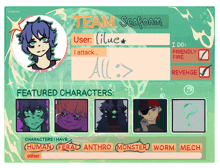 a poster for team seafoam with a blue haired boy