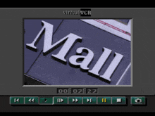 a virtual vcr screen shows a picture of the mall