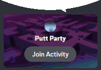 putt party join activity button on a purple background