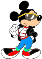 mickey mouse is wearing sunglasses and suspenders