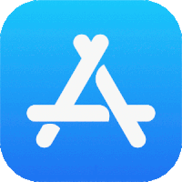 a blue app store icon with a white a on it