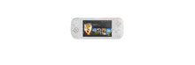 a white and red nintendo switch with a game on it