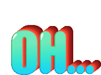 the word oh is displayed in blue and red letters