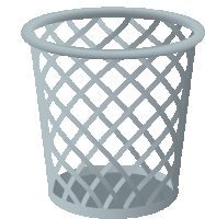 a gray trash can with a checkered pattern is empty