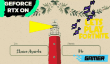 an advertisement for geforce rtx on a lighthouse