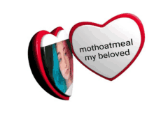 a picture of a girl with blue hair and the words mothoatmeal my beloved on it