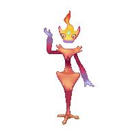 a cartoon drawing of a creature with a flaming head