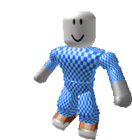 a roblox character with a blue checkered outfit