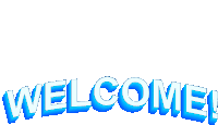 a white background with blue letters that say welcome