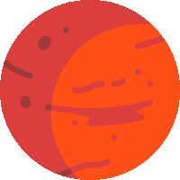 a cartoon illustration of the planet mars with a white background