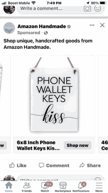 a facebook ad for phone wallet keys kiss is shown