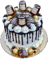 a cake with a bottle of hennessy on top