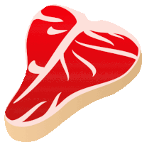 an illustration of a piece of meat with a leaf on it