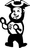 a black and white drawing of a monkey holding a magnifying glass and the word afc on his chest