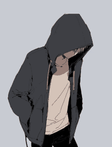 a drawing of a man wearing a hoodie