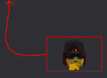 a drawing of a person wearing sunglasses and a hat with an arrow pointing up