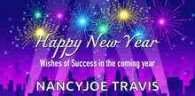 a purple background with fireworks and the words happy new year