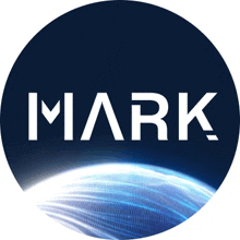 a blue circle with the word mark written inside of it