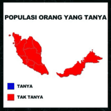 a map of malaysia with tanya and tak tanya areas