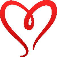 a red heart on a white background with a swirl in the middle