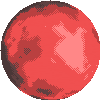 a pixel art illustration of a red planet with a heart on it