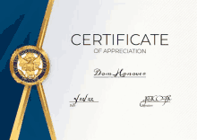 a certificate of appreciation for the insured service of michigan