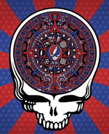 a grateful dead skull with a circular design on it