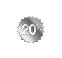 a silver sticker that says 20 % on a white background