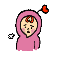 a cartoon drawing of a baby with a heart on its head