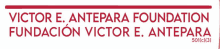 a victor e antepara foundation logo with a red border