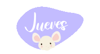 a purple circle with the word jueves and a mouse