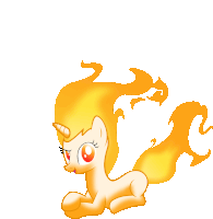 a drawing of a pony with fire coming out of its mane