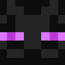 a close up of the face of enderman from minecraft with a purple stripe on his eyes .