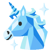 an illustration of a blue unicorn with a white mane