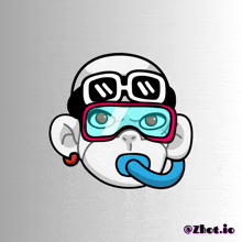 a cartoon of a monkey wearing headphones and goggles with a blue tongue sticking out