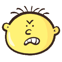 a cartoon drawing of a yellow face with an angry face