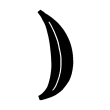 a black and white silhouette of a banana