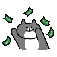 a cartoon cat is surrounded by money that says 10000 on it