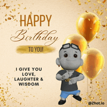 a happy birthday to you card with a cartoon character