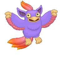 a purple bird with orange wings and a tail