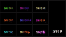 a bunch of different colored swipe up icons