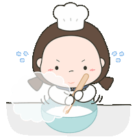 a cartoon of a woman wearing a chef 's hat mixing something