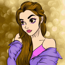 a cartoon drawing of a woman with long brown hair