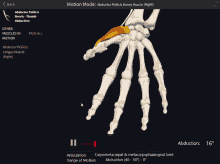 a skeleton of a hand is shown on a screen that says " motion mode "