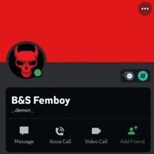 a screenshot of a person 's profile on a social media platform with a skull and horns .