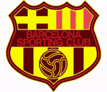 a logo for barcelona sporting club with a soccer ball on it